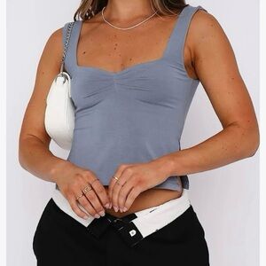 Ash Blue Cropped Tank Top